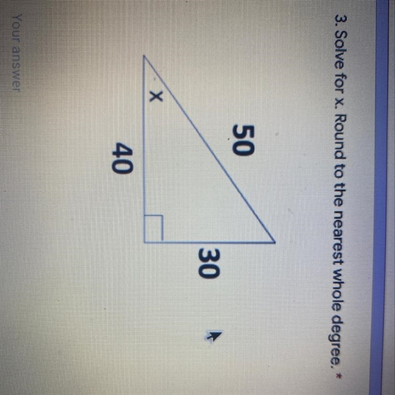 Solve for x. Round to the nearest whole degree.-example-1