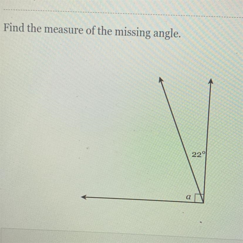 Find the measure of the missing angle a=-example-1