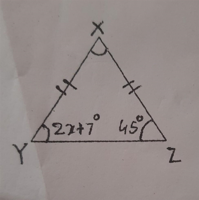 Find the x in the given triangle and at last do the proof...please help​-example-1