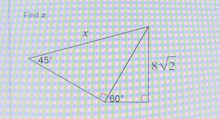 Find x A. 4√6 B. 4√6/3 C. 16√6/3 D. 32√3/3-example-1