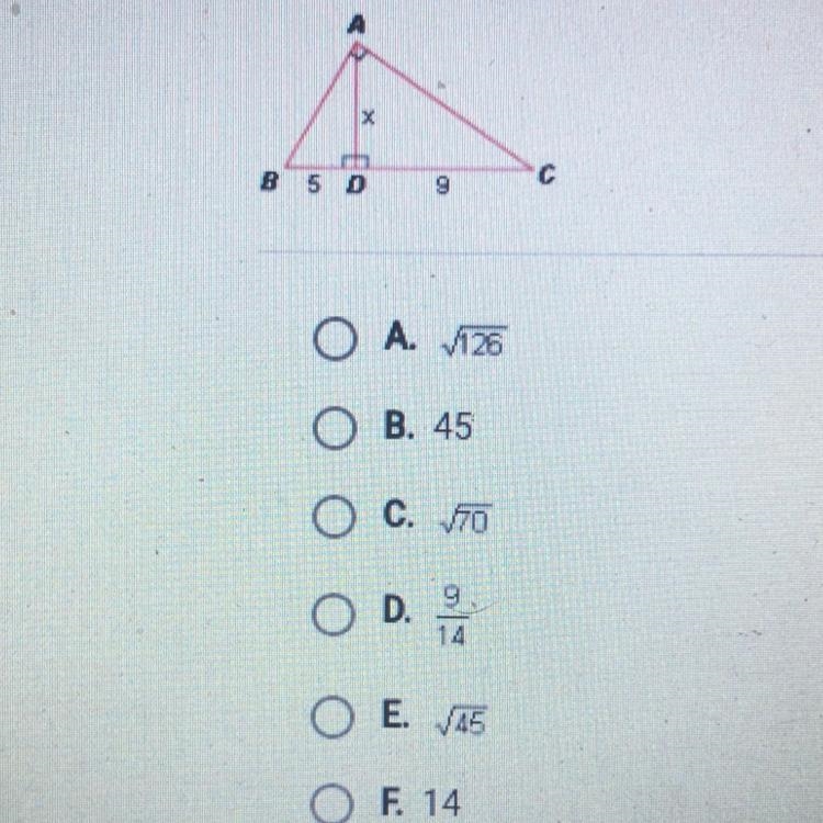 What is the value of x in the figure below? In this diagram, AABD - ACAD.-example-1