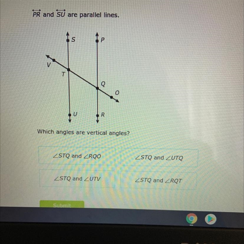 Which angles are vertical angles?-example-1