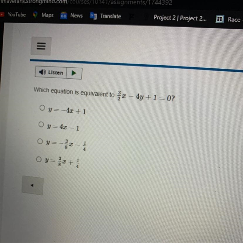 Which equation is equivalent to 3/2x -4y+1=0-example-1