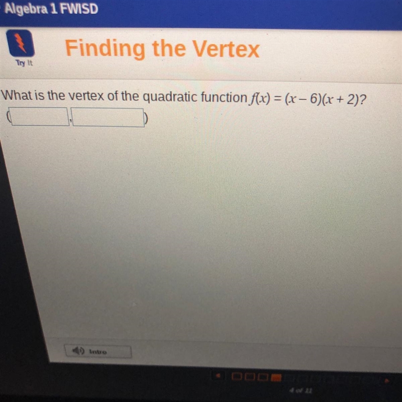 What is the vertex of the quadratic function?-example-1