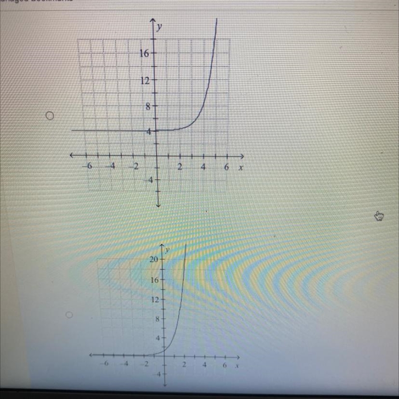 Which of the following graphs correctly graph y=4^x (PICS BELOW!!!) (HURRY)-example-1