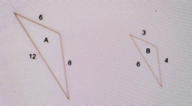 What scale factor is applied to shape b to make shape A: A. 1/2 B. 3/4 C.4/3 D. 2 ​-example-1