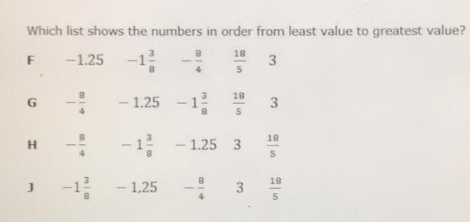 Which list shows the numbers in order from least value to greatest value?-example-1