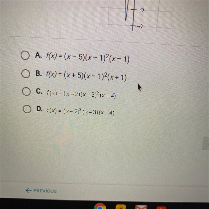 Which of the following polynomial functions is graphed below? HELP ASAP!!! Plz!!-example-1