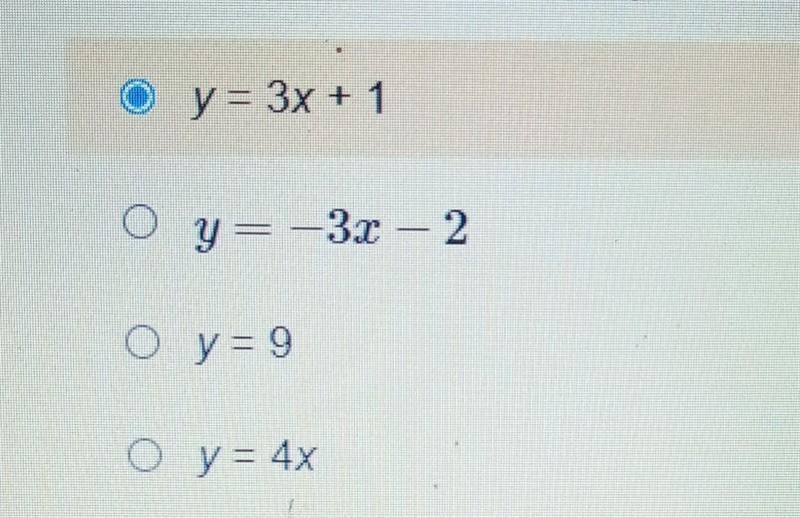 Which equation shows a proportional relationship between x and y? ​-example-1