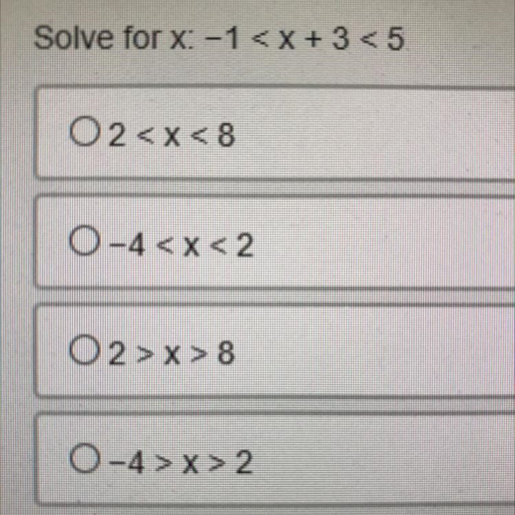 Solve for x: -1 < x + 3 < 5-example-1