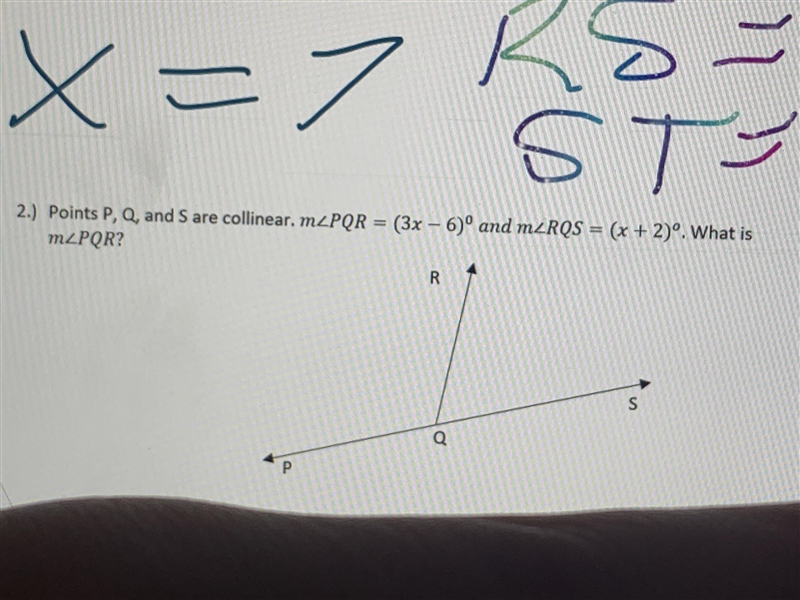 Points P, Q , And S are collinear, m-example-1