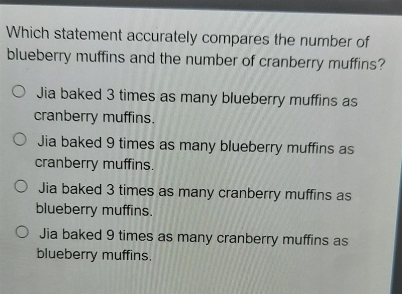 Jia baked two kinds of muffins. She baked 27 blueberry muffins. The number of cranberry-example-1