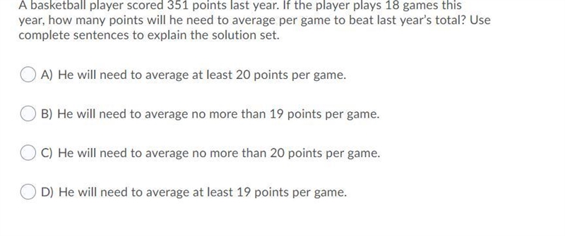 (PLS HELP ASAP) A basketball player scored 351 points last year. If the player plays-example-1