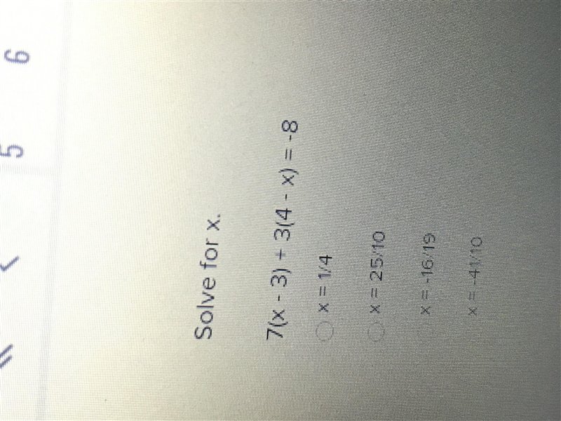 Help me out bro 7 (x-3)+3 (4-x)= -8-example-1