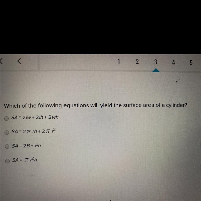 Which of the following equations will yield the surface area of cylinder?-example-1