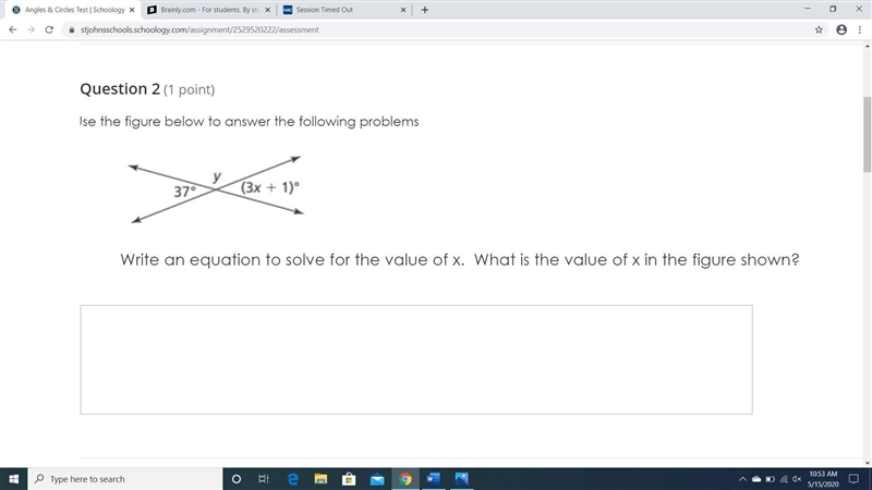 Write an equation to solve for the value of x. What is the value of x in the figure-example-1