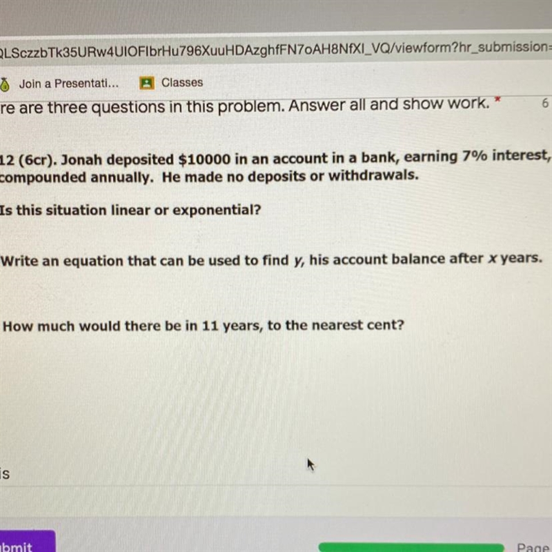 The picture above^ Is this situation linear or exponential?-example-1