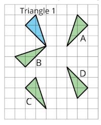 Which Figure is a rotation of the Blue Figure? A B C D-example-1