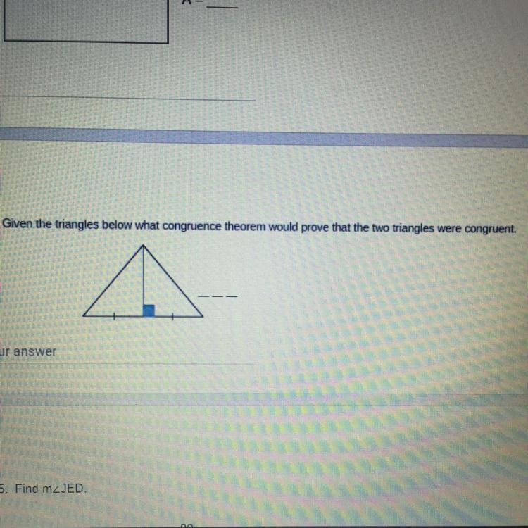 Given the triangles below what congruence theorem would prove that the two triangles-example-1