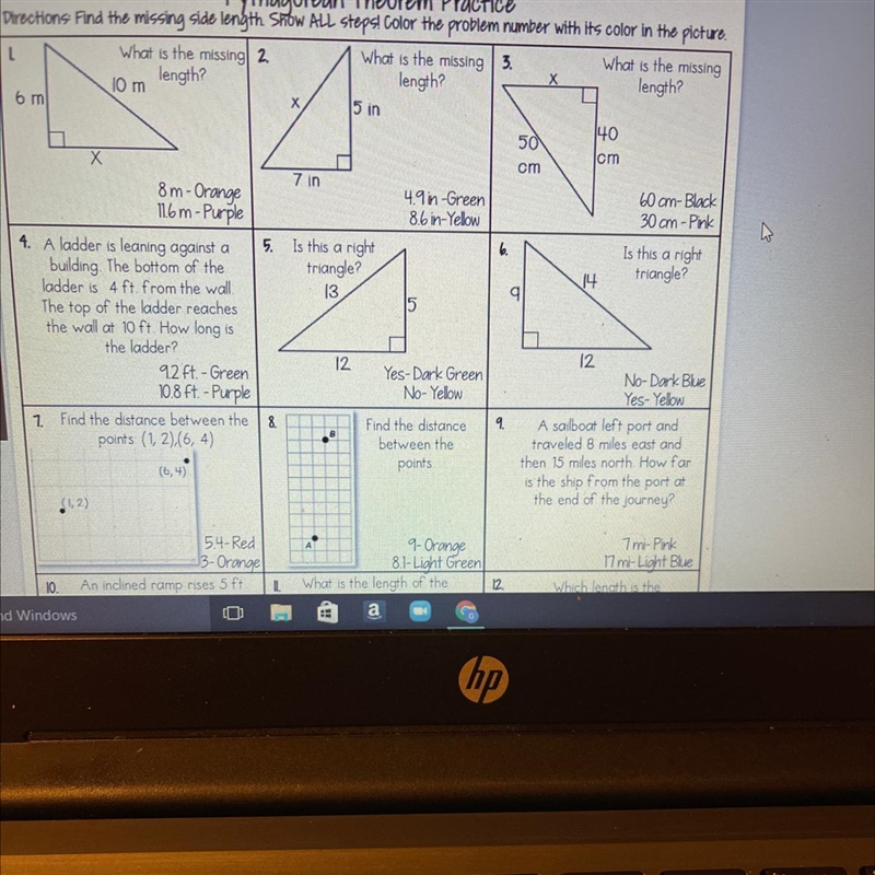 Pythagorean Theorem Coloring By Number Plis help , I don’t understand this assignment-example-1