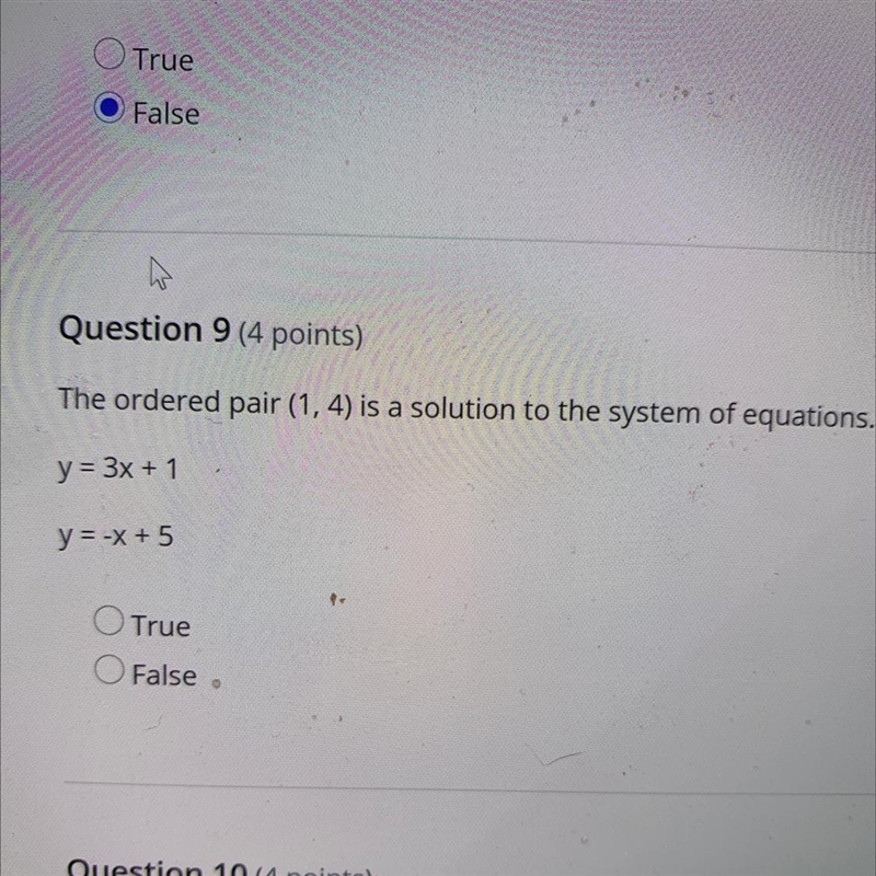 the ordered pair (1, 4) is a solution to the system of equations true or false HELPPPPP-example-1