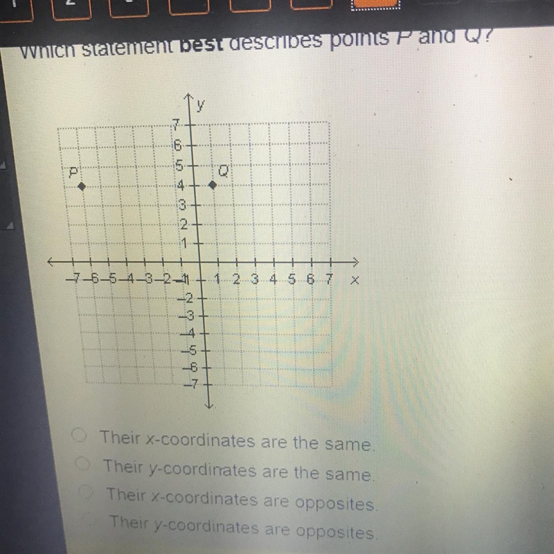 I need help ASAP Which statement best describes points P and Q?-example-1