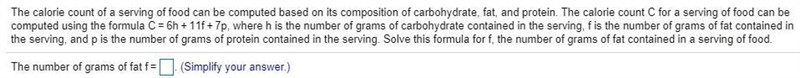 The calorie count of a serving of food can be computed based on its composition of-example-1