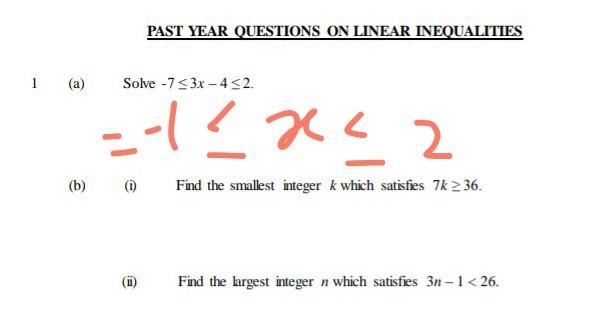 B)i)k≥36/7 true or false,if false what is it? ii)n<9 true or false,if false what-example-1