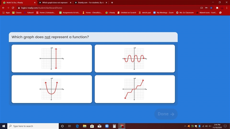 Which graph does NOT represent a function? Please I need an answer-example-1