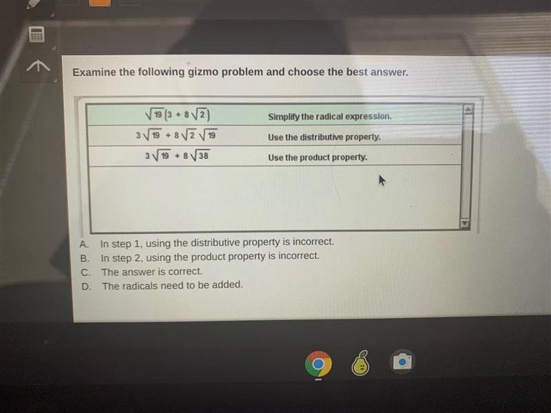 Examine the following gizmo problem and choose the best answer-example-1