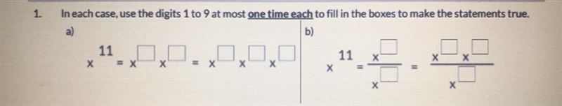 In each case, use the digits 1 to 9 at most one time each.-example-1