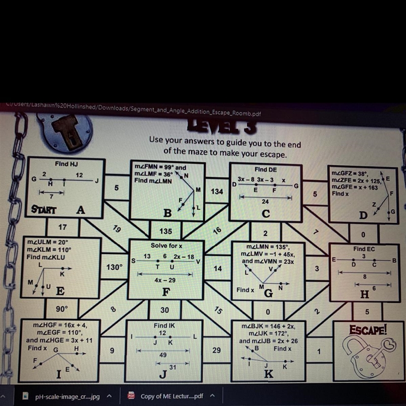 Math escape room maze ( I need help) I know it goes A,E,I but I don’t know what goes-example-1