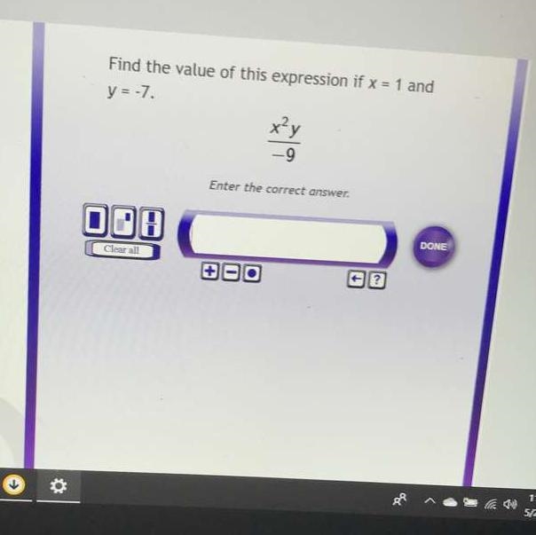 Find the value of this expression if x = 1 and y = -7-example-1