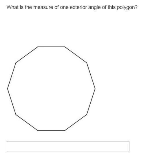 What is the measure of one exterior angle of this polygon?-example-1