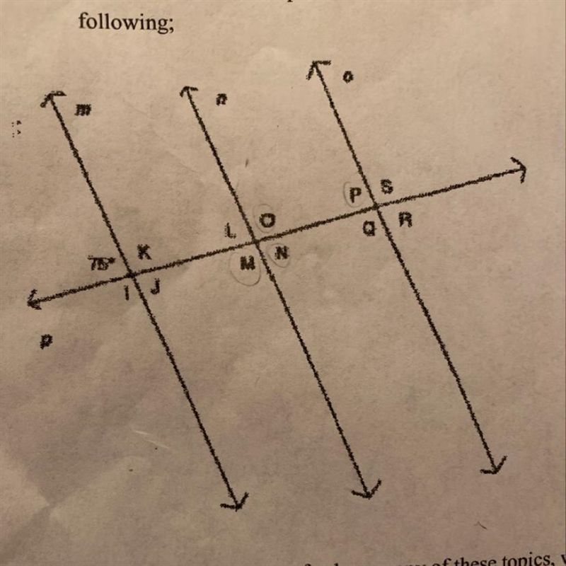 If m // n and n // o and p is a transversal, find the following; Which are corresponding-example-1