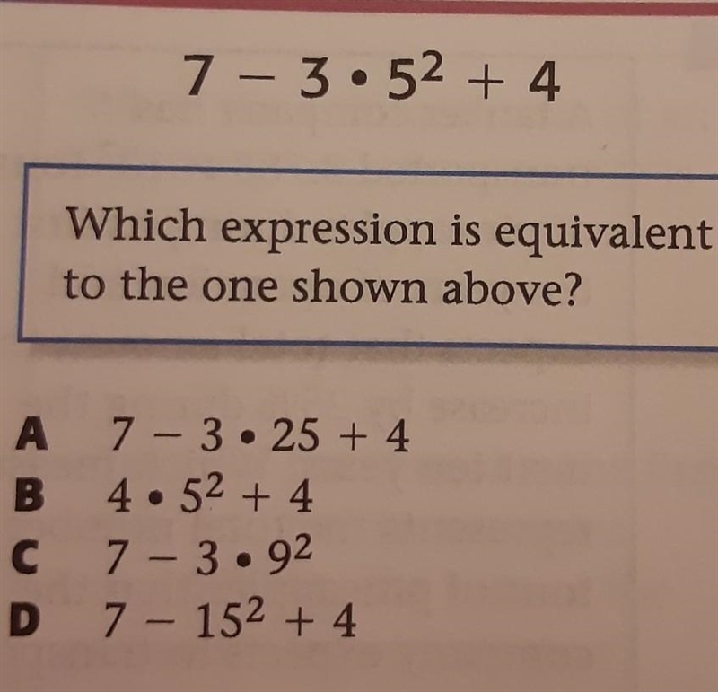 Which expression is equivalent to the one shown above?...​-example-1