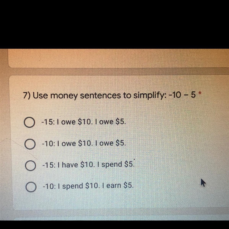 Use money sentences to simplify: -10-5-example-1