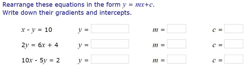 Rearrange these equations in the form y=mc+c (see attached file)-example-1