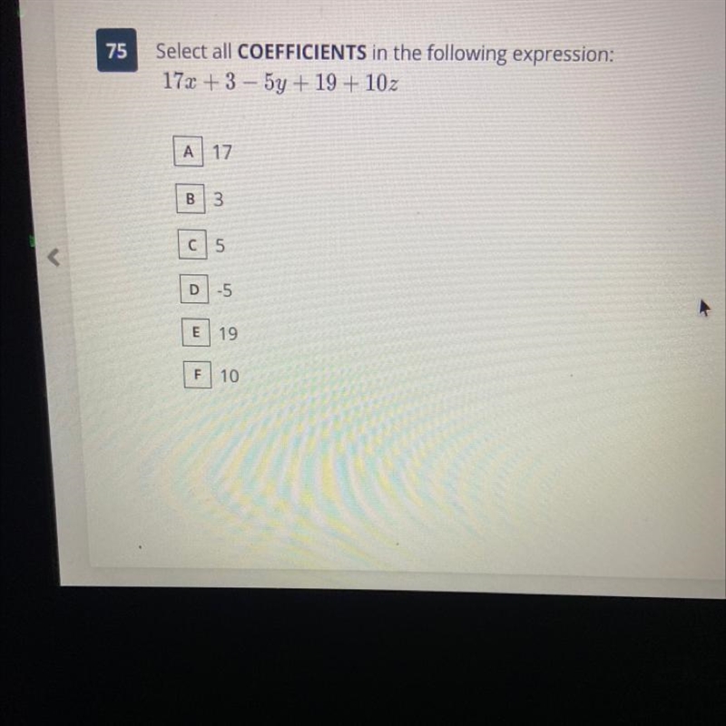 Select the coefficients in the following expression!-example-1