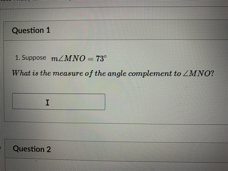 What is the measurement of the angle complement to MNO-example-1