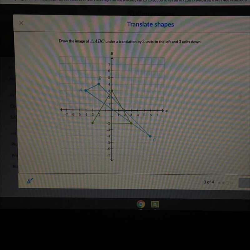 Draw the image of AABC under a translation by 3 units to the left and 3 units down-example-1