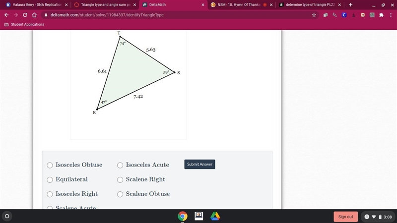 Determine the type of triangle that is drawn below. ASAP-example-1