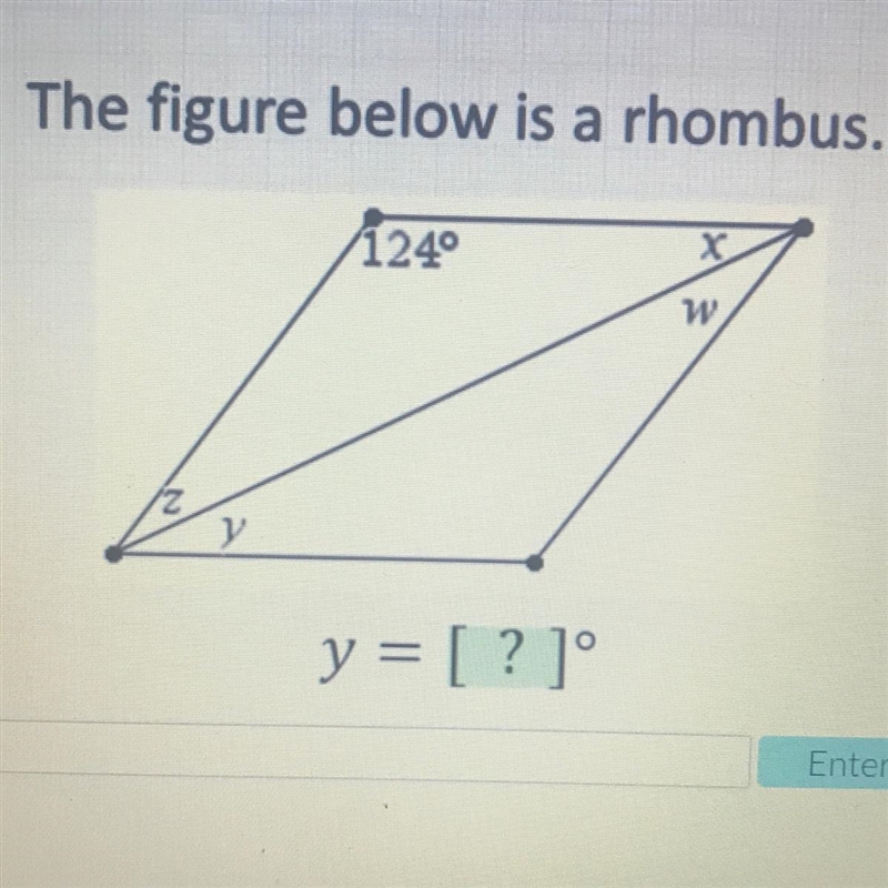 The figure below is a rhombus y = ?-example-1