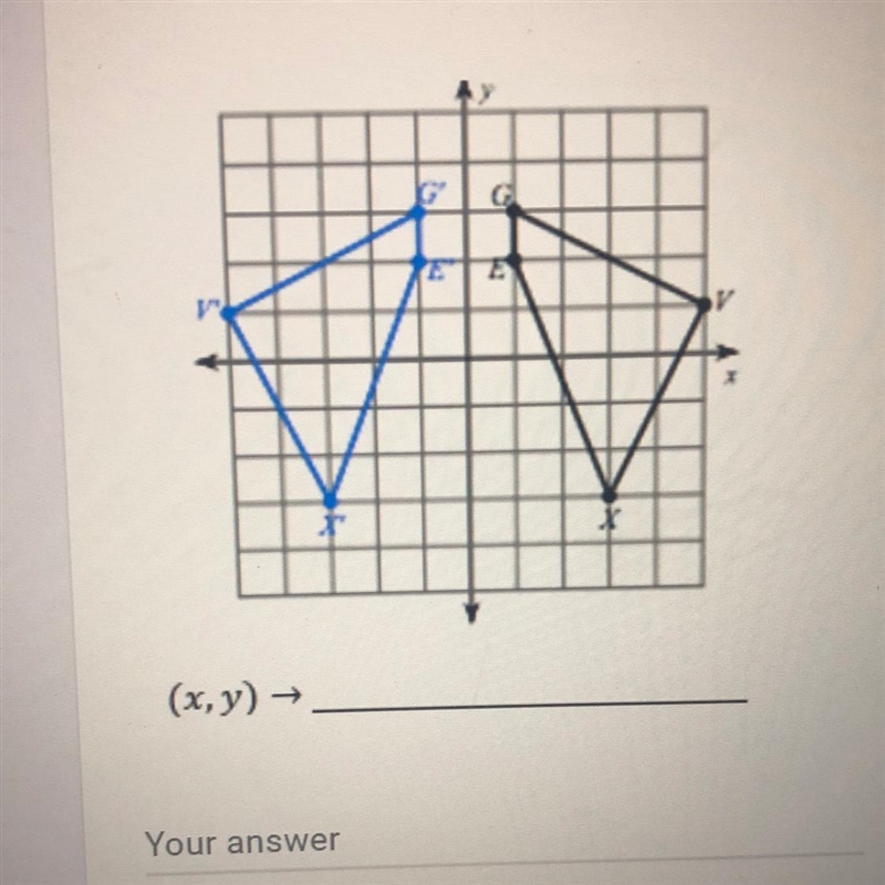 Geometry:Finish the coordinate rule to describe the transformation in the image. and-example-1