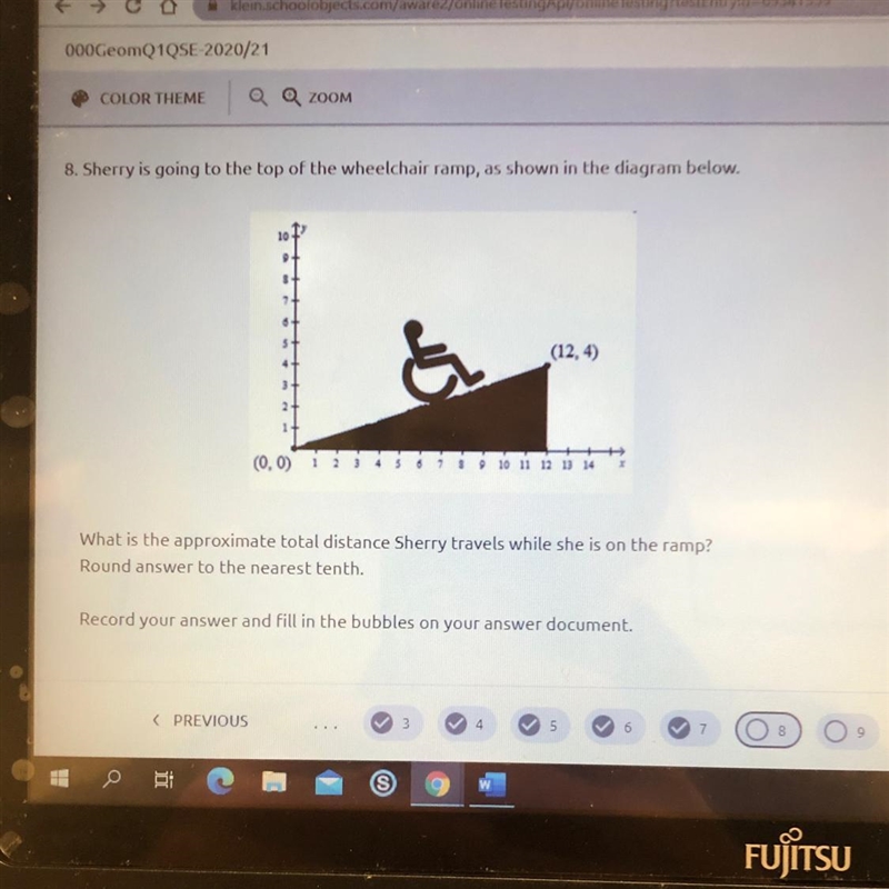 8. Sherry is going to the top of the wheelchair ramp, as shown in the diagram below-example-1