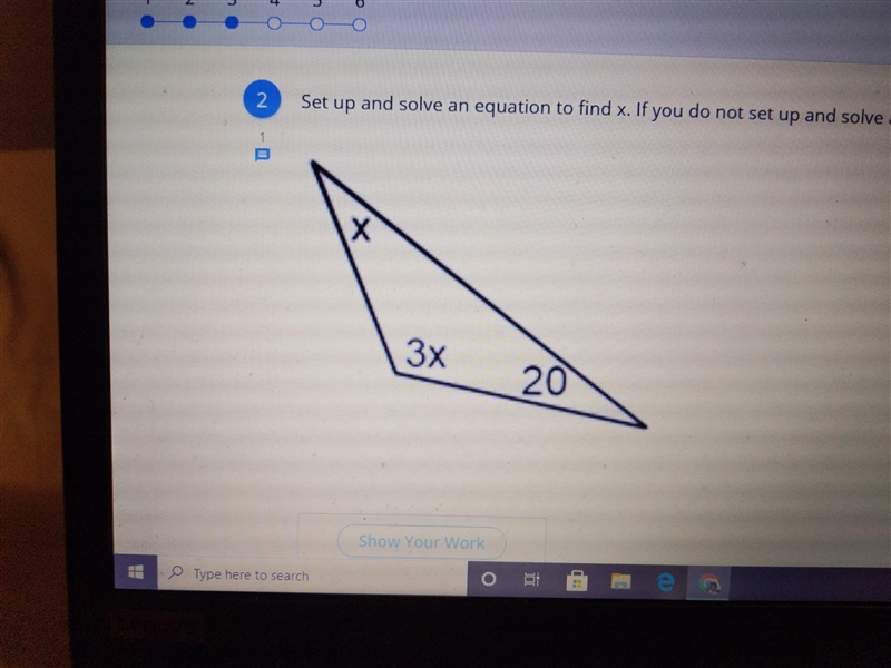 Set up and solve an equation to find x.-example-1