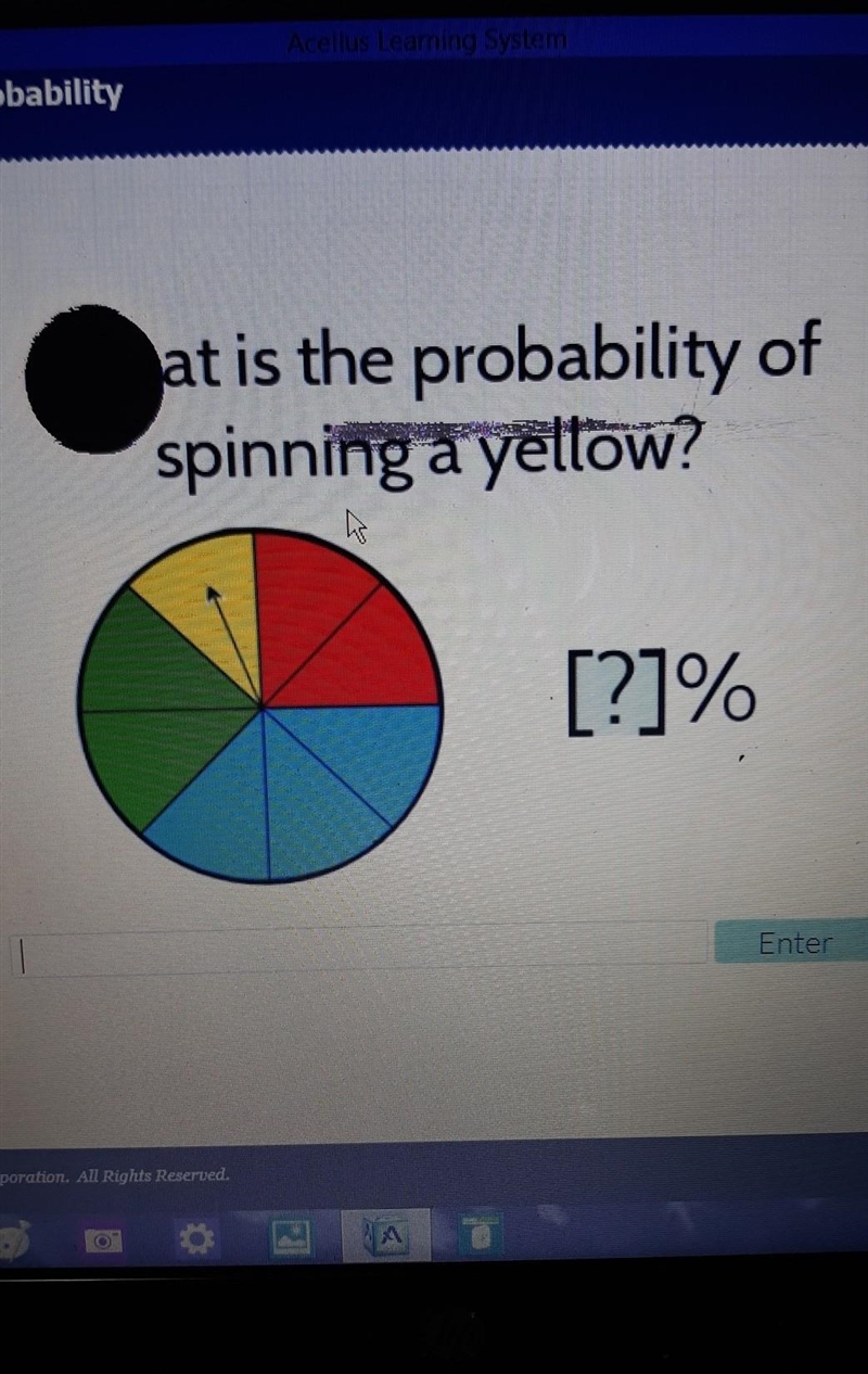 What is the probability of spinning a yellow ​-example-1