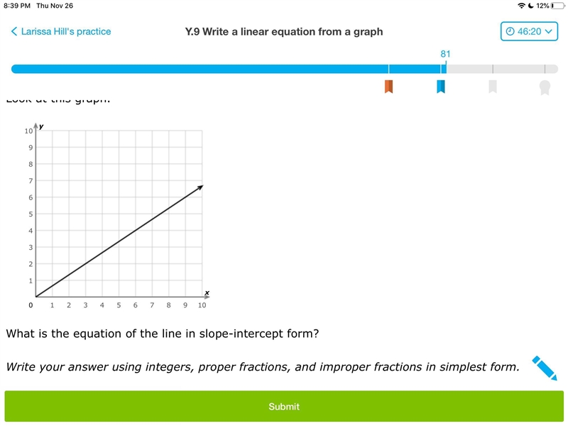 What is the equation of the line in slope intercept form-example-1