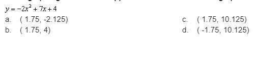 Use a graphing calculator to approximate the vertex of the graph of the parabola defined-example-1