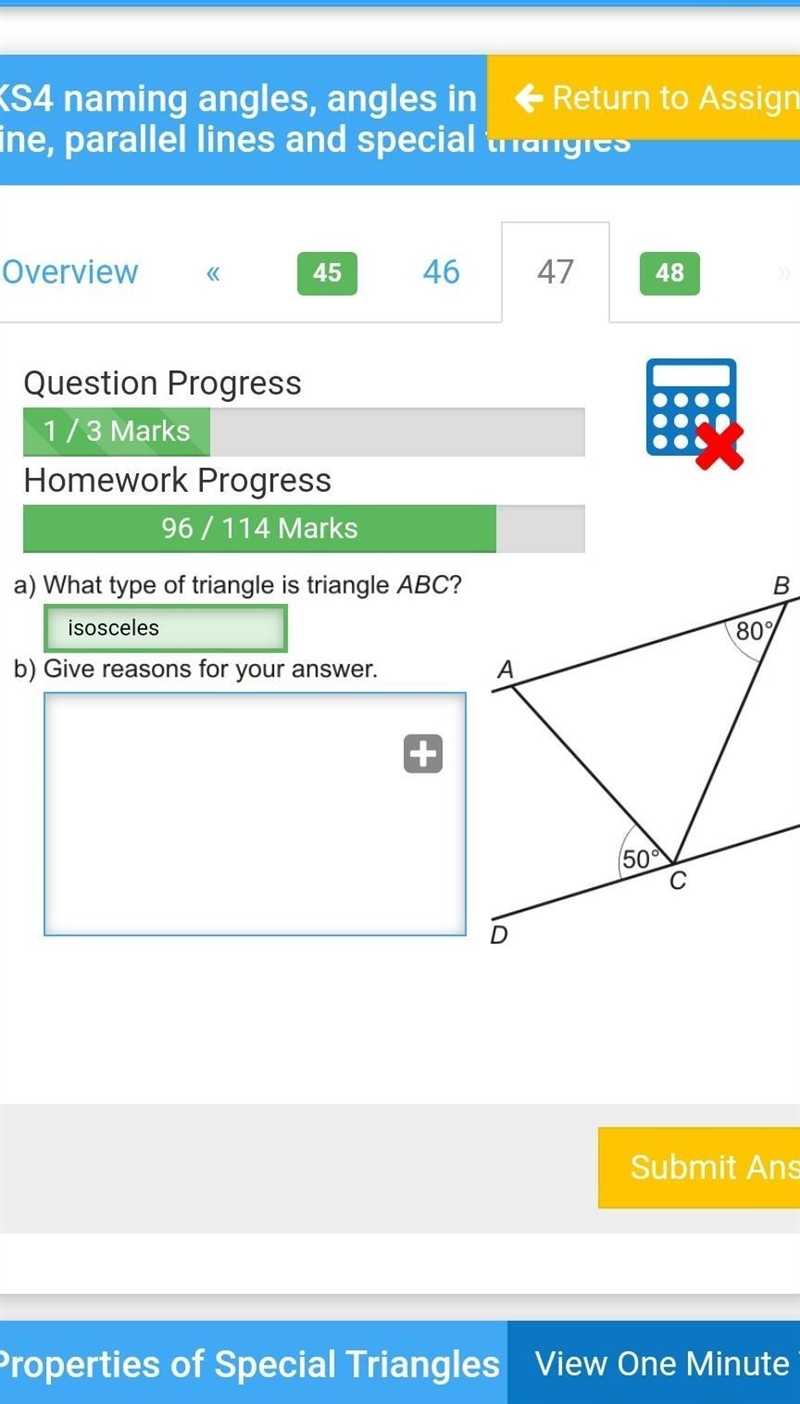 Give reasons for why it is isosceles ​-example-1